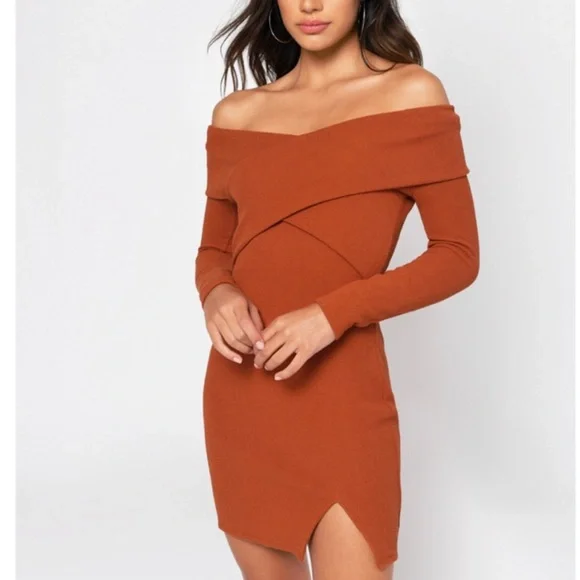 open lace back dress Hey, Pretty Girl Off Shoulder Knit Dress Medium